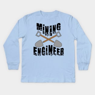 Mining Engineer Crossed Shovels Kids Long Sleeve T-Shirt